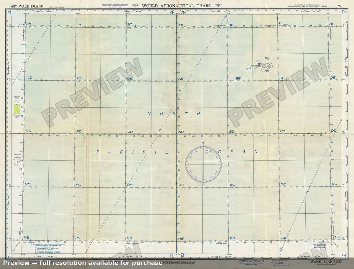 Antique map: Wake Island, 1956