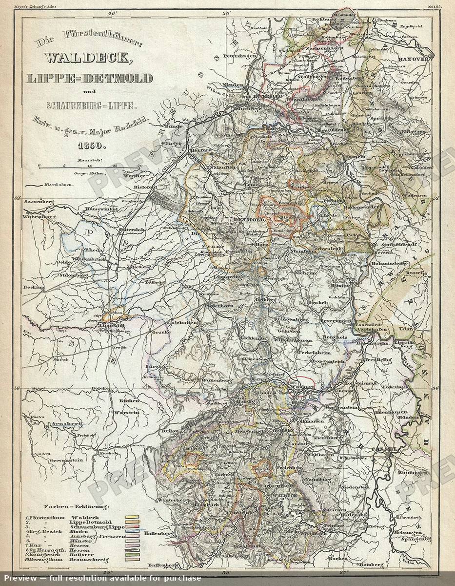 Antique map: Waldeck, 1850