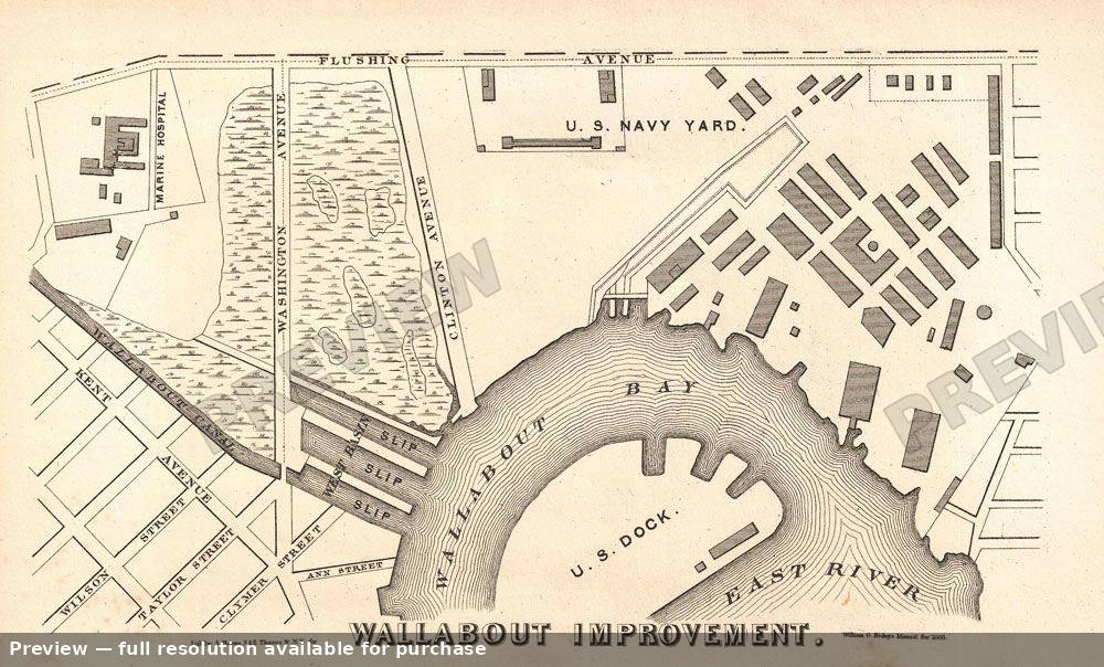 Antique map: Wallabout Brooklyn, 1868