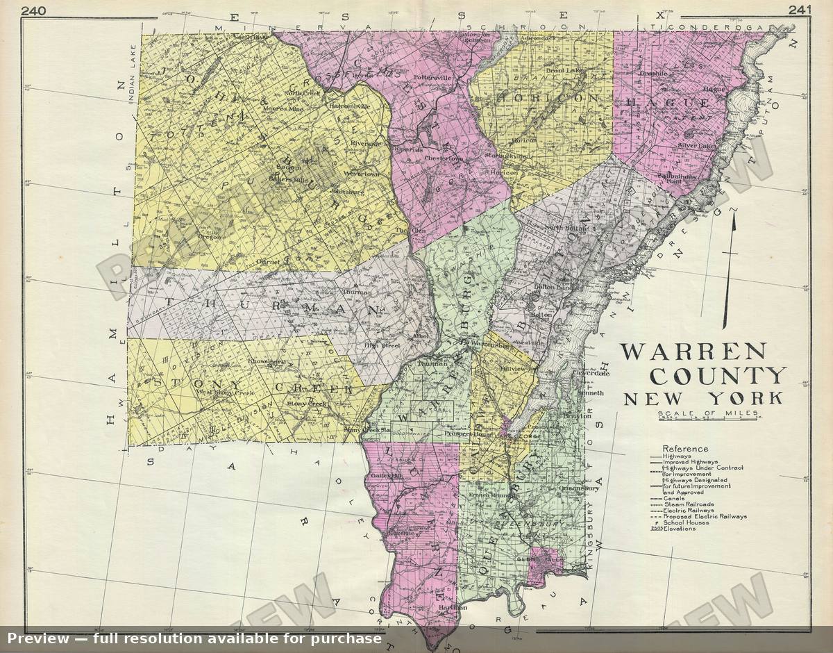 Antique map: Warren County NY, 1912, 1912