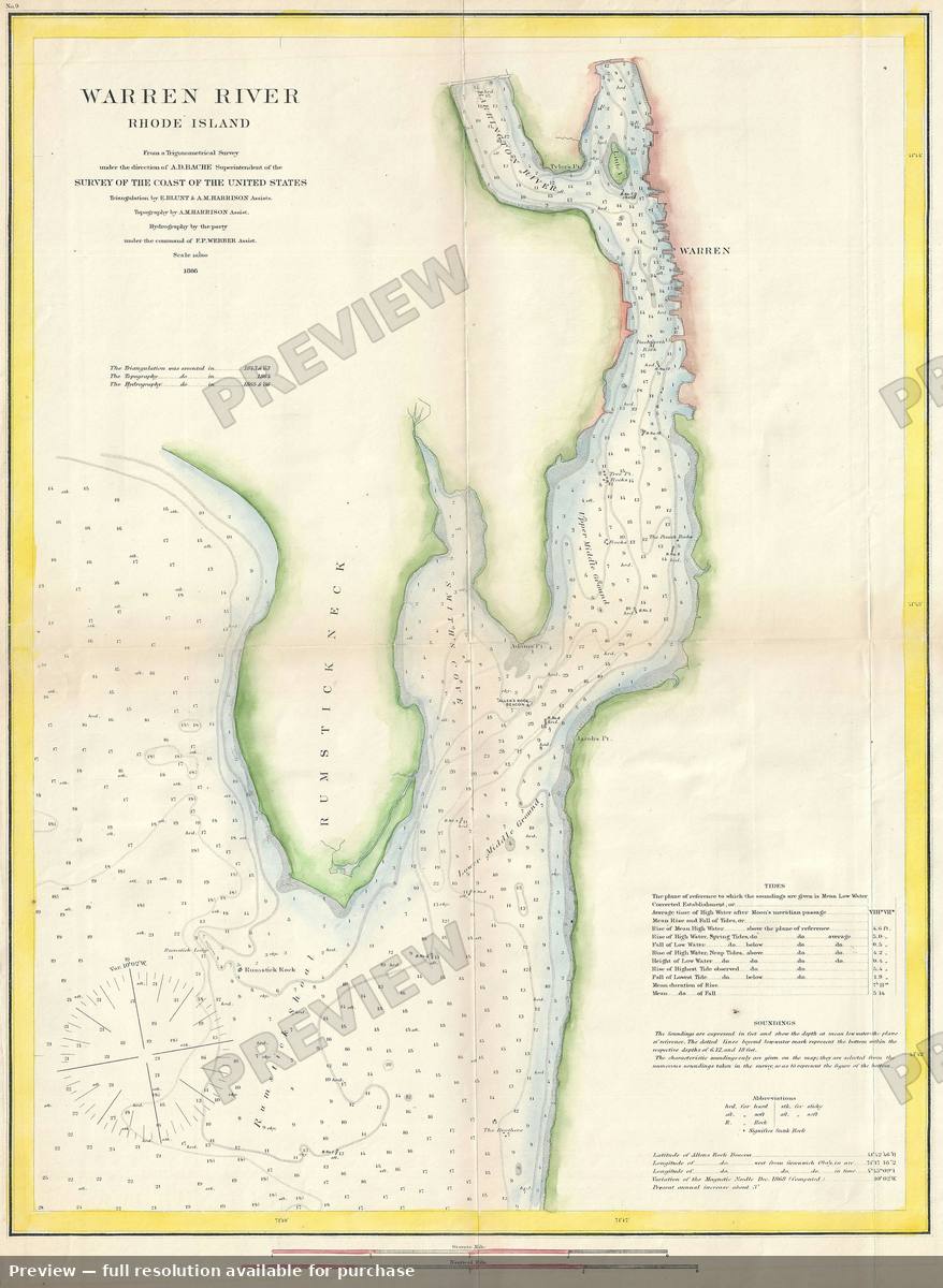 Antique map: Warren River, 1866, 1866
