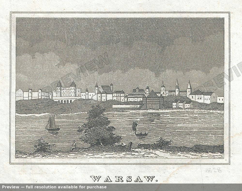 Antique map: Warsaw, 1828
