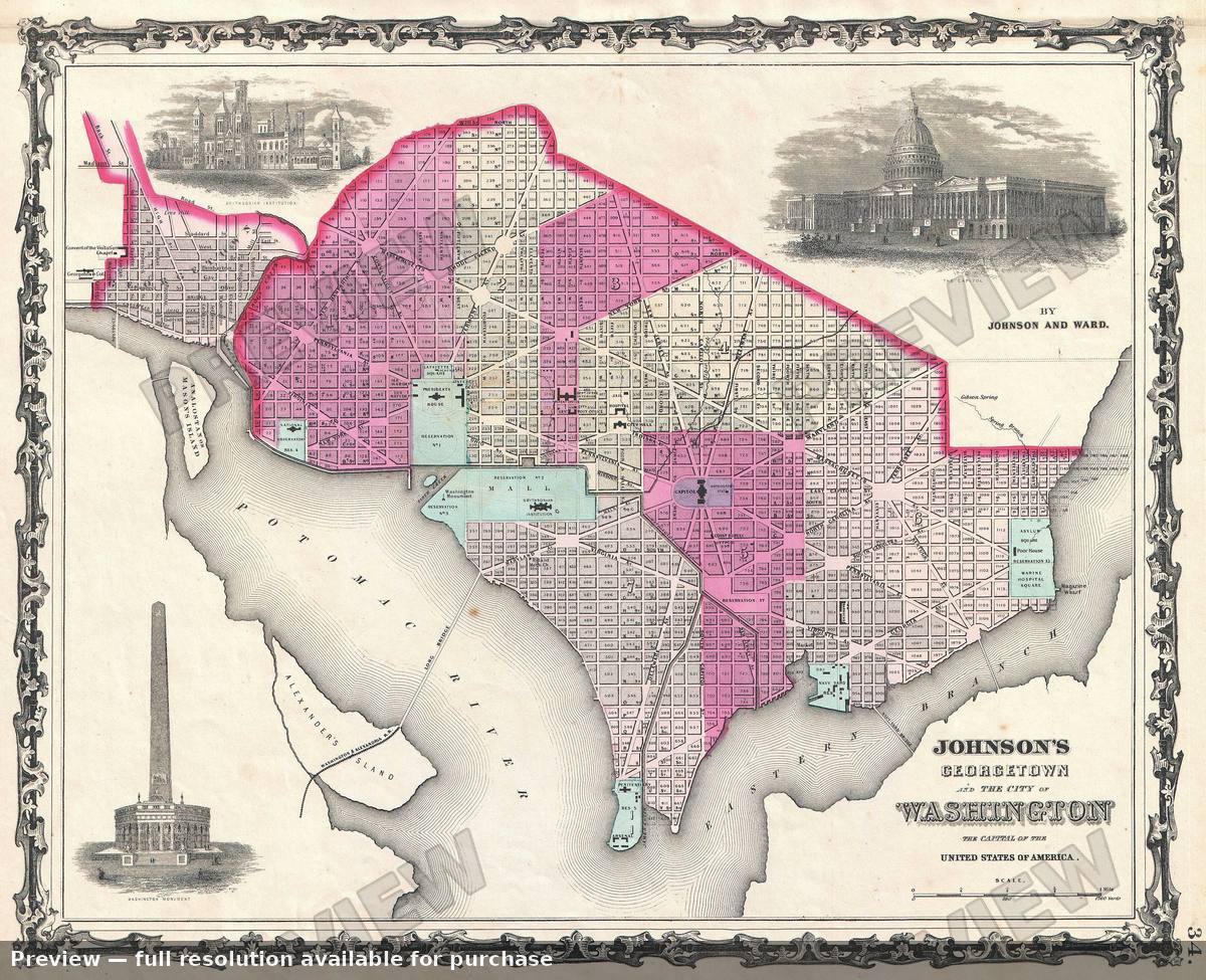 Antique map: Wash DC, 1862, 1862