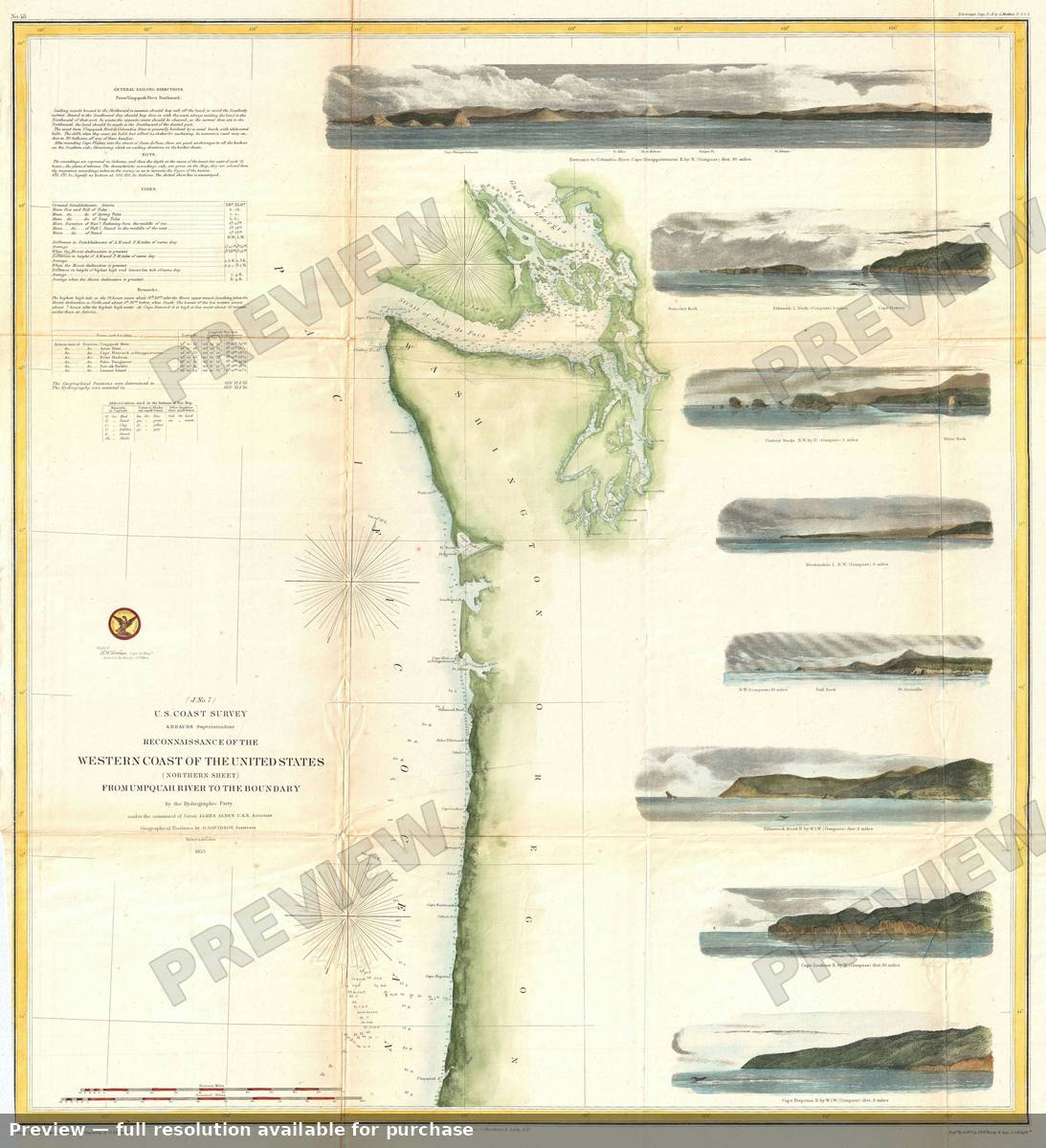 Antique map: Washingon Oregon 2, 1855, 1855