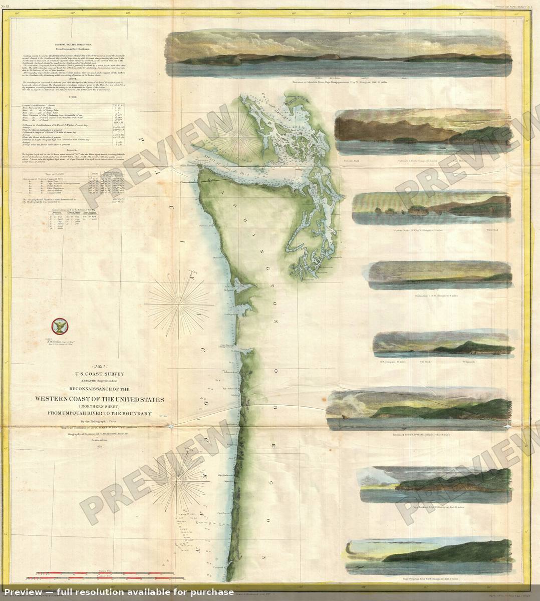 Antique map: Washingon Oregon 3, 1855, 1855