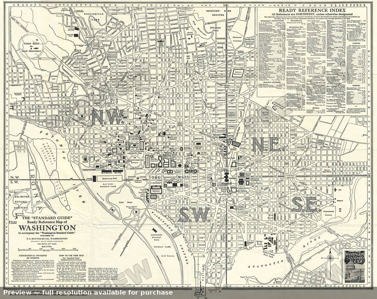 Antique map: Washington, 1940
