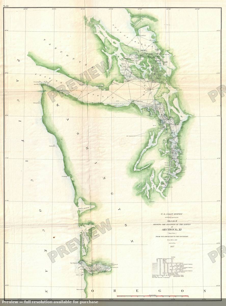 Antique map: Washington Coast, 1857, 1857