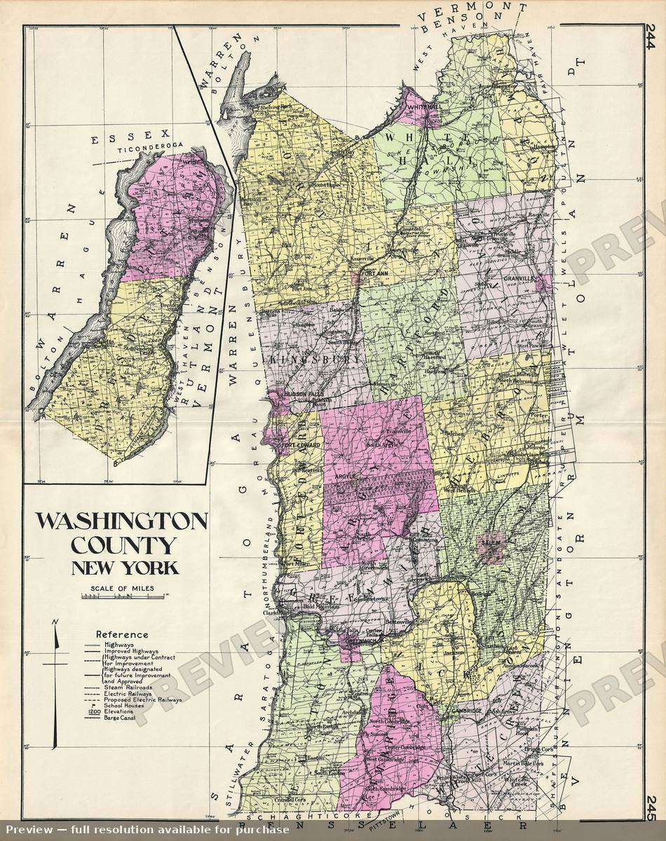 Antique map: Washington County NY, 1912, 1912
