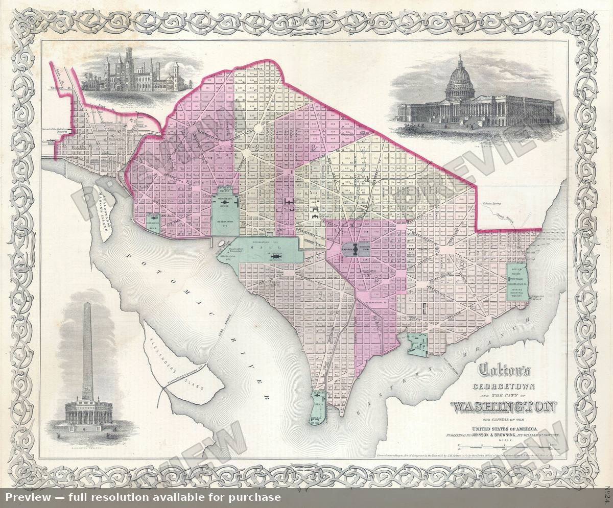 Antique map: Washington DC, 1855, 1855