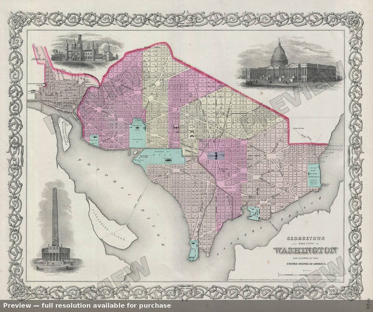 Antique map: Washington DC, 1856, 1856