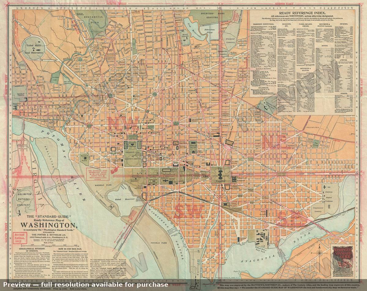 Antique map: Washington DC, 1912, 1912