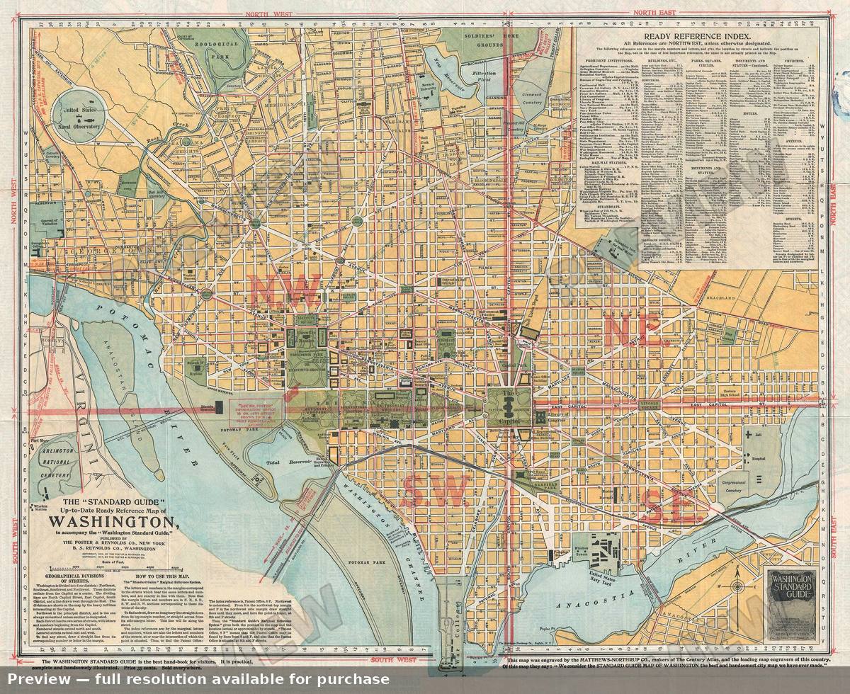 Antique map: Washington DC, 1917, 1917