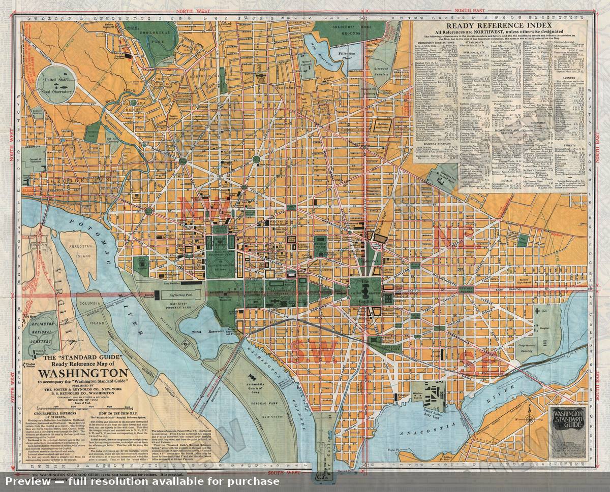 Antique map: Washington DC, 1932, 1932