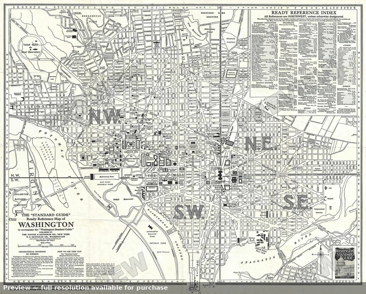 Antique map: Washington DC, 1937, 1937
