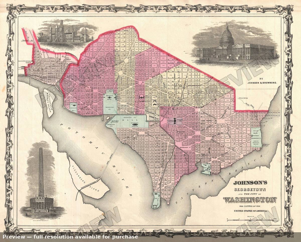 Antique map: Washington DC, 1861, 1861