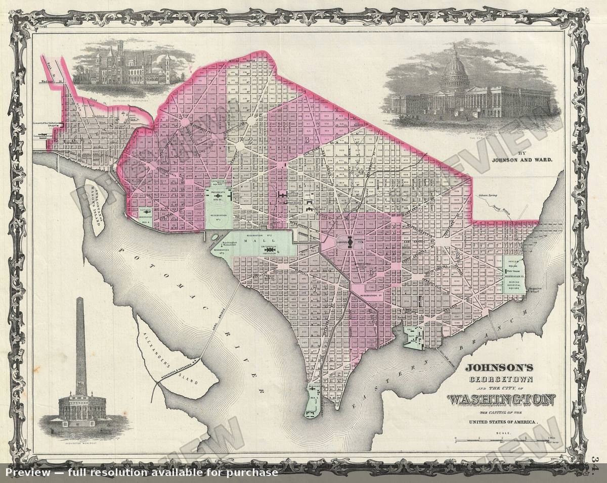 Antique map: Washington DC, 1863, 1863
