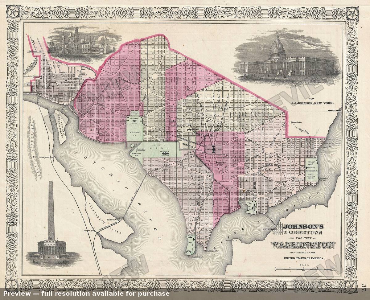 Antique map: Washington DC, 1864, 1864