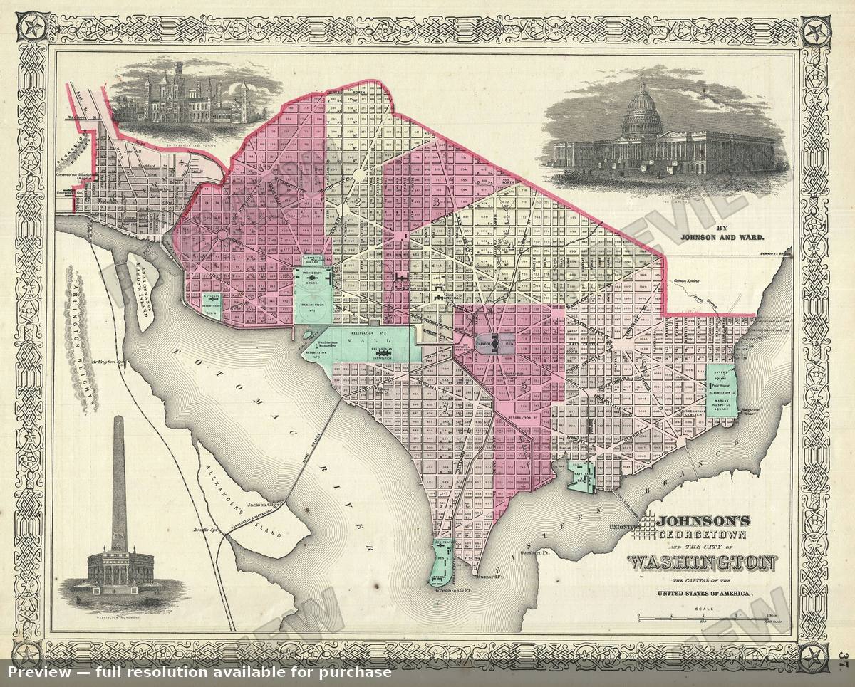 Antique map: Washington DC, 1866, 1866