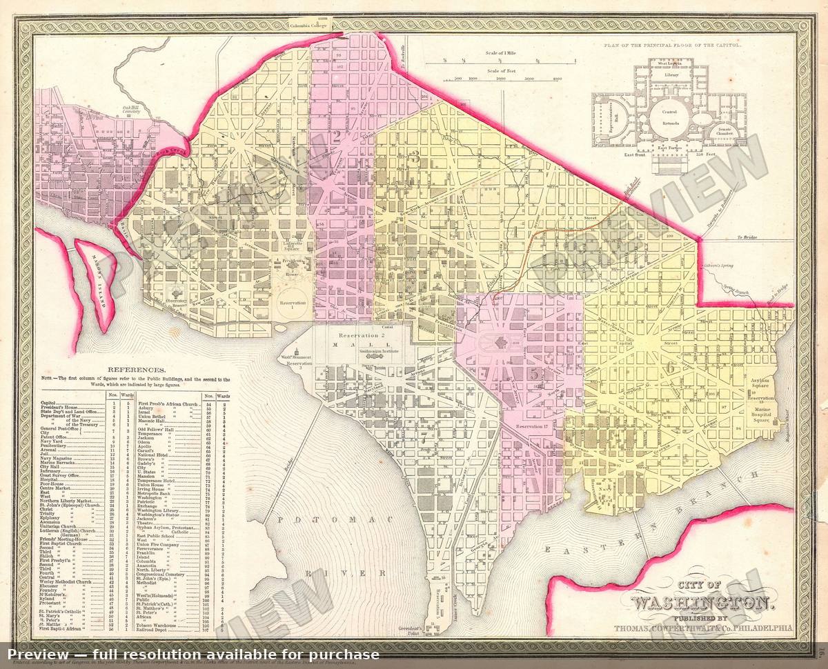 Antique map: Washington DC, 1850, 1850