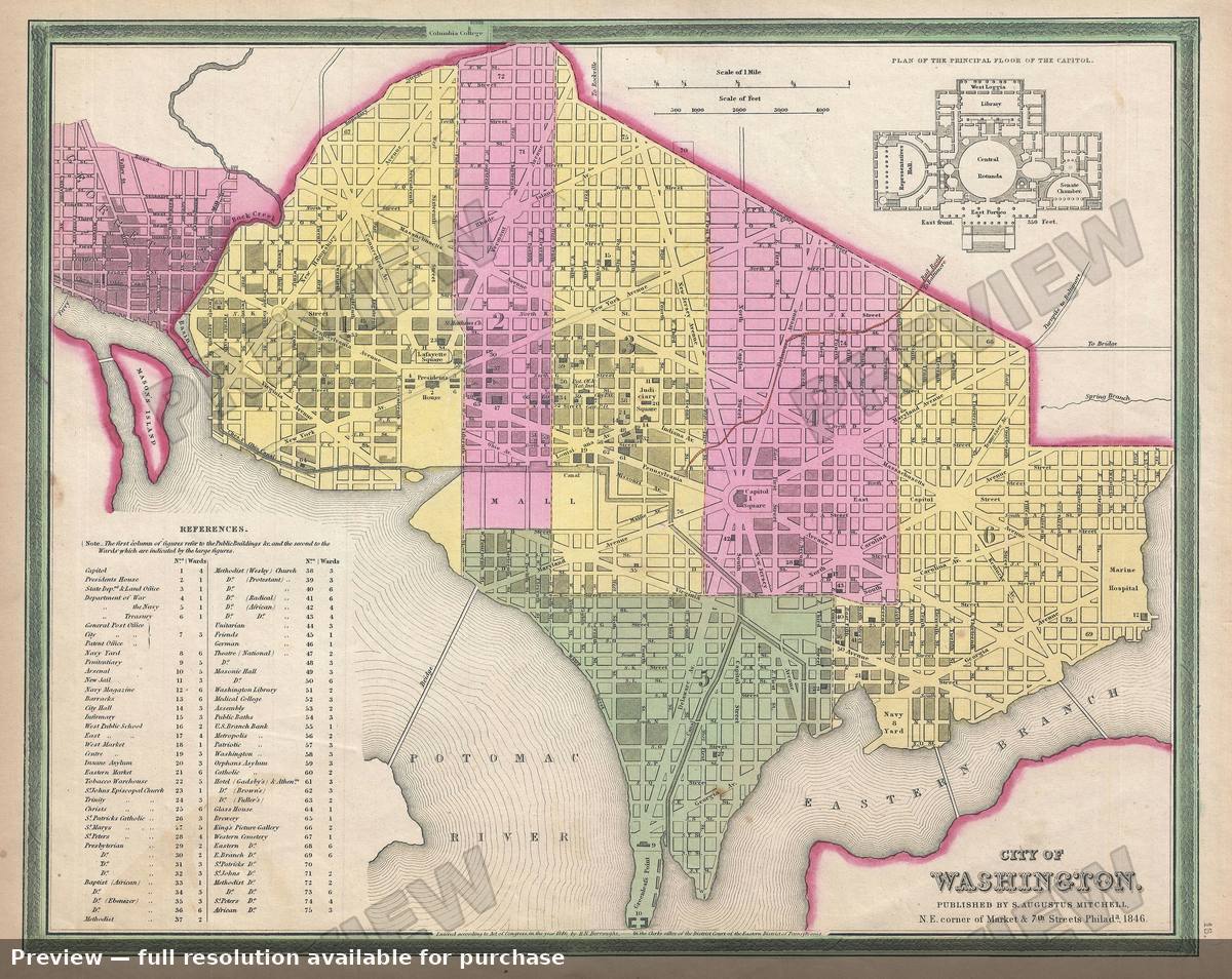 Antique map: Washington DC, 1846, 1846