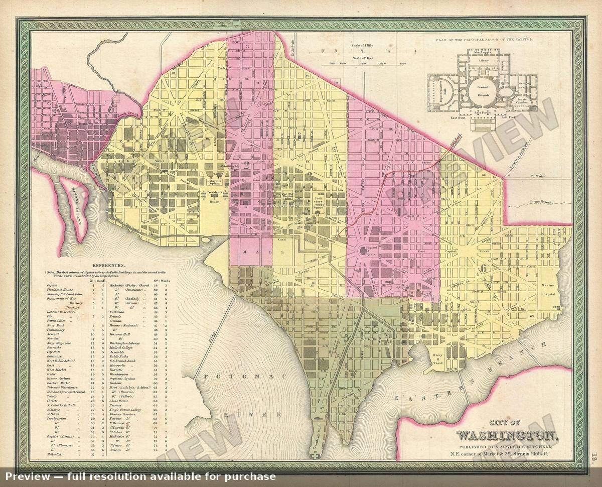 Antique map: Washington DC, 1849, 1849