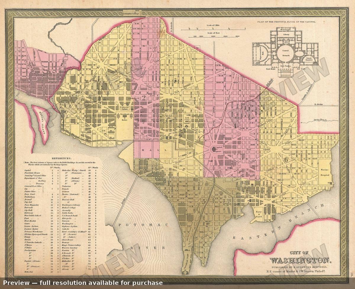 Antique map: Washington DC, 1854, 1854