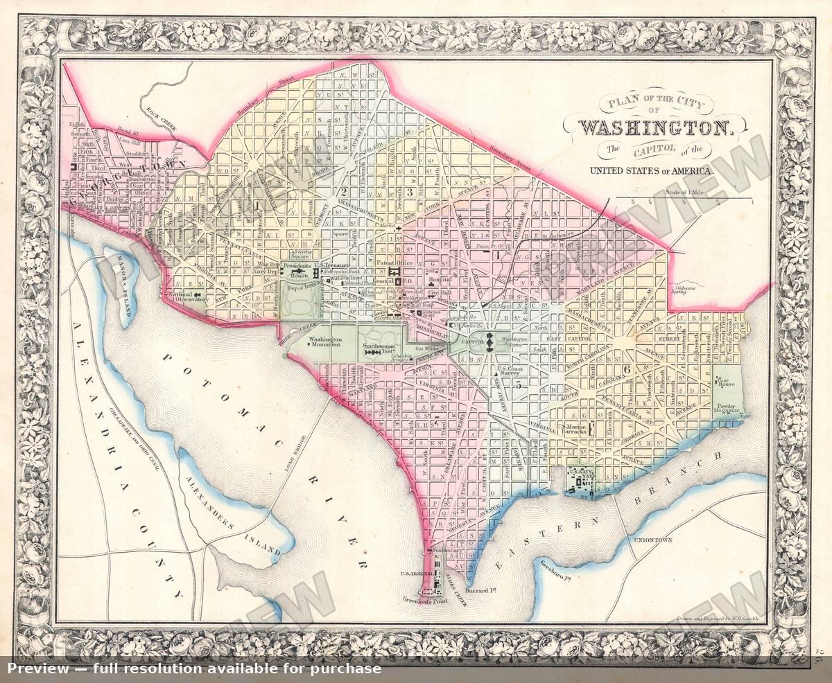 Antique map: Washington DC, 1864, 1864