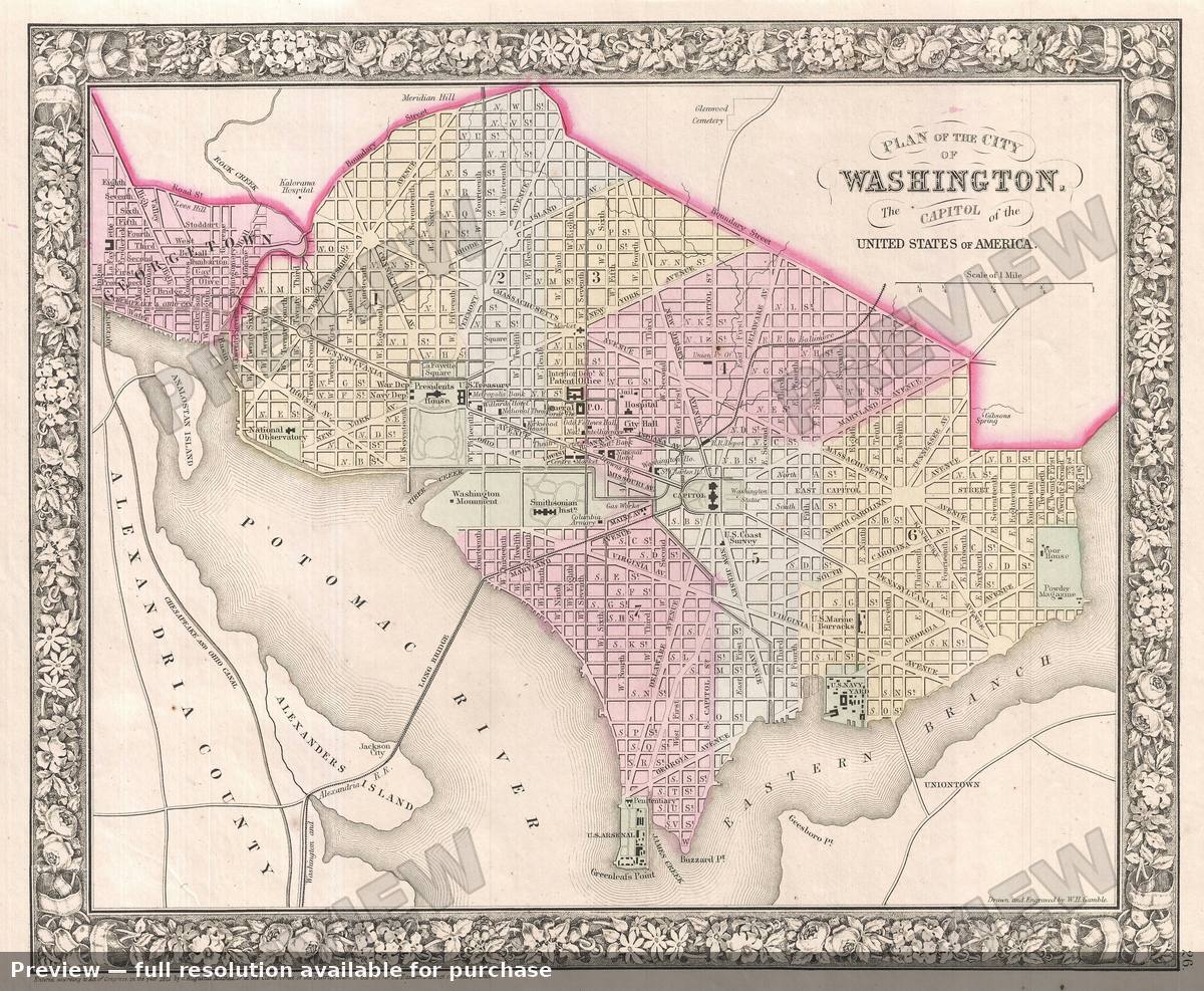 Antique map: Washington DC, 1866, 1866