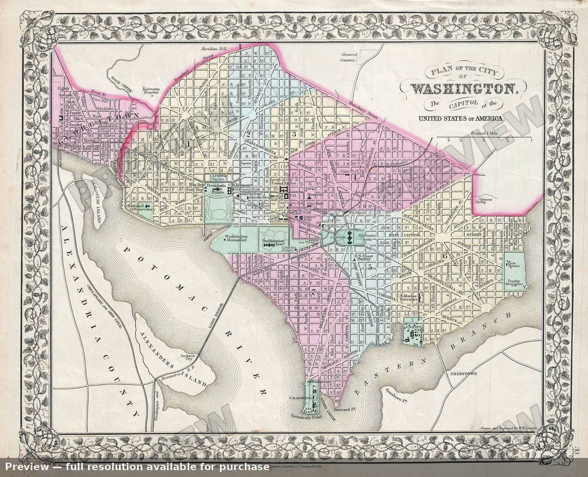 Antique map: Washington DC, 1867, 1867