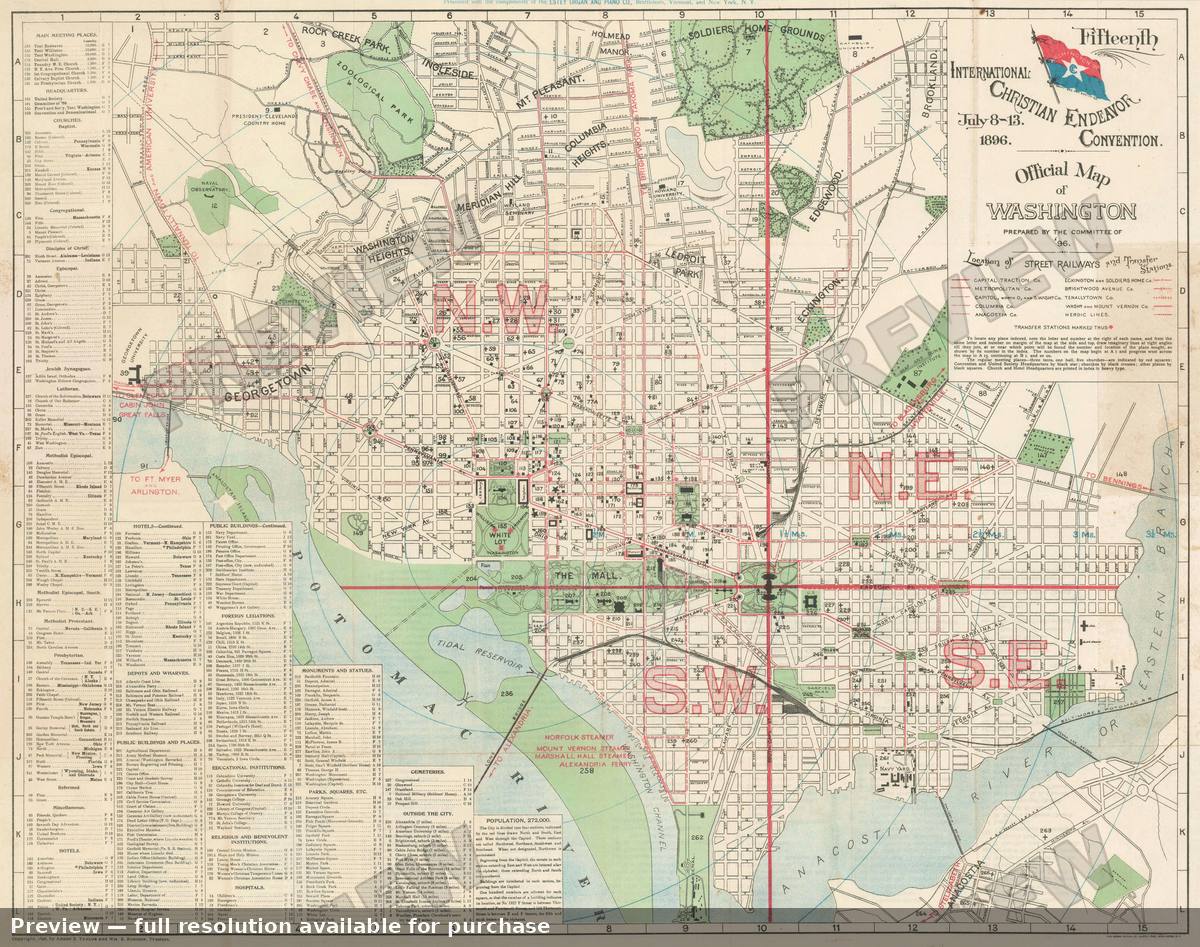 Antique map: Washington DC, 1896, 1896