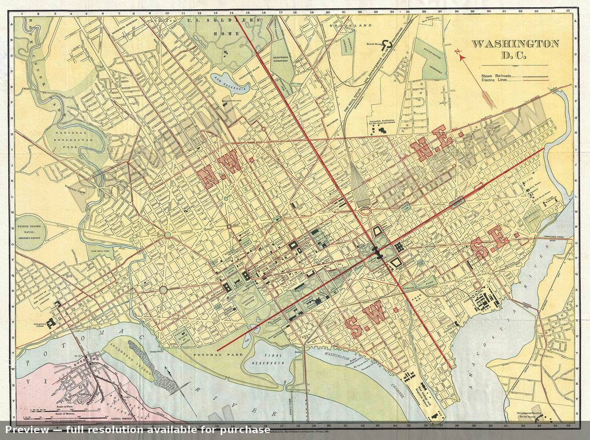 Antique map: Washington DC, 1910, 1910