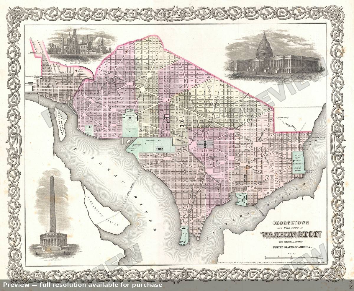 Antique map: Washington DC 2, 1855, 1855