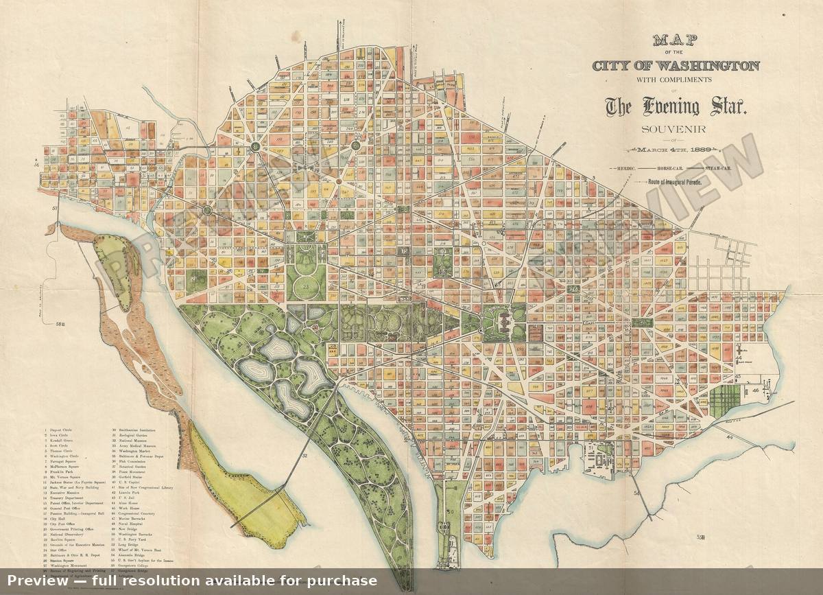 Antique map: Washington DC 2, 1889, 1889