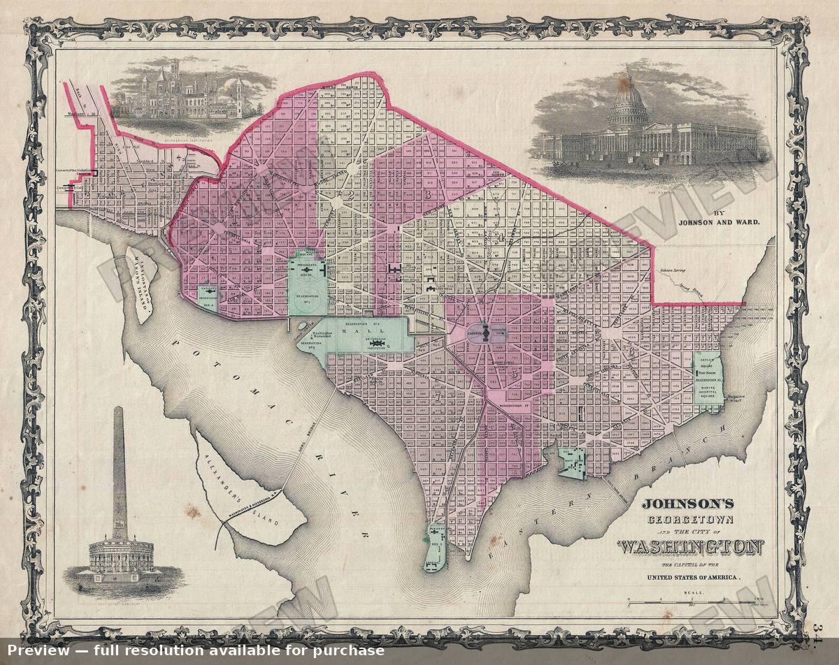 Antique map: Washington DC 2, 1863, 1863