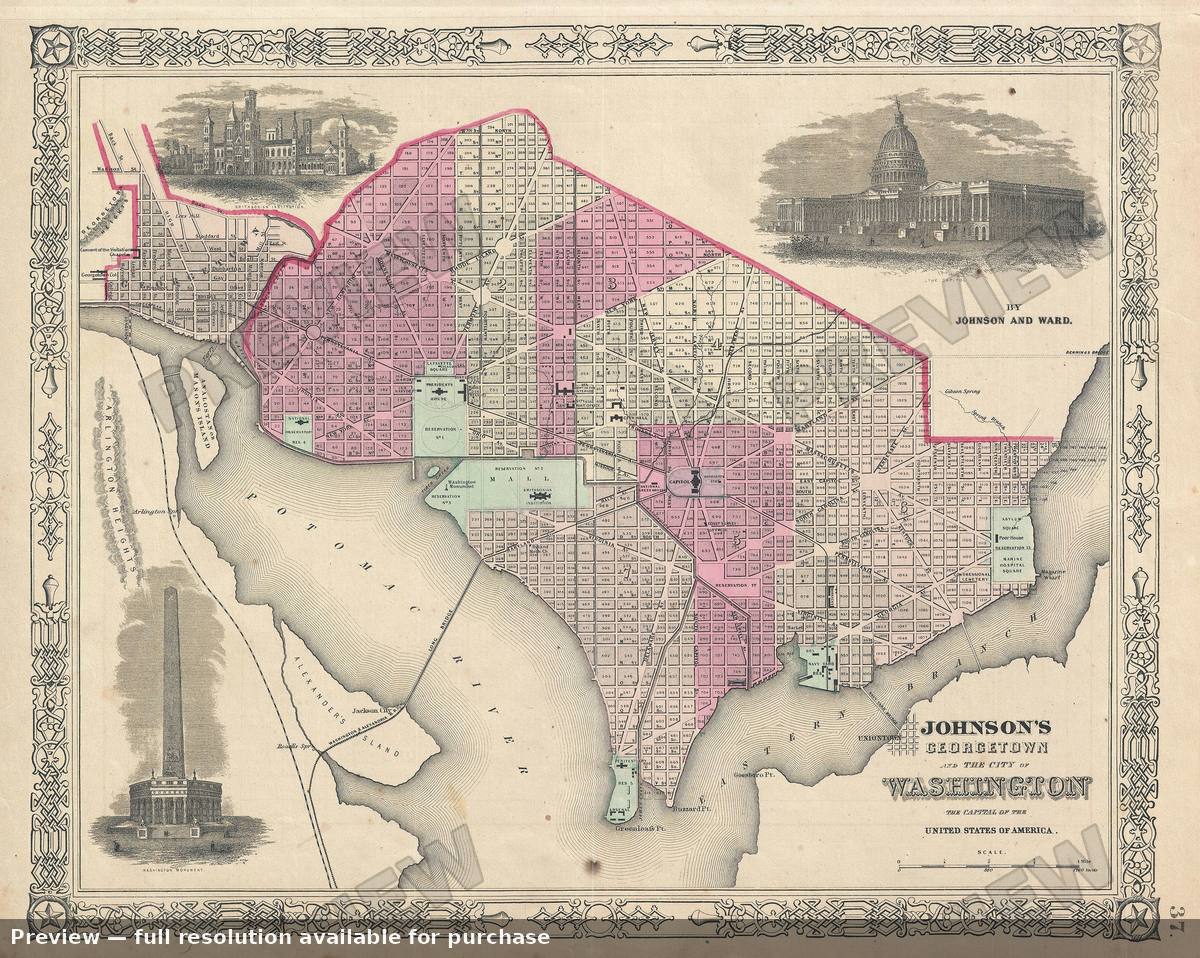 Antique map: Washington DC 2, 1864, 1864