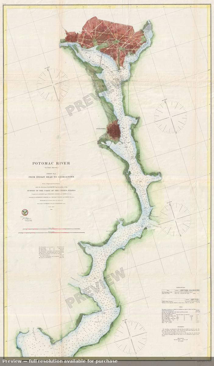 Antique map: Washington DC Potomac, 1862, 1862
