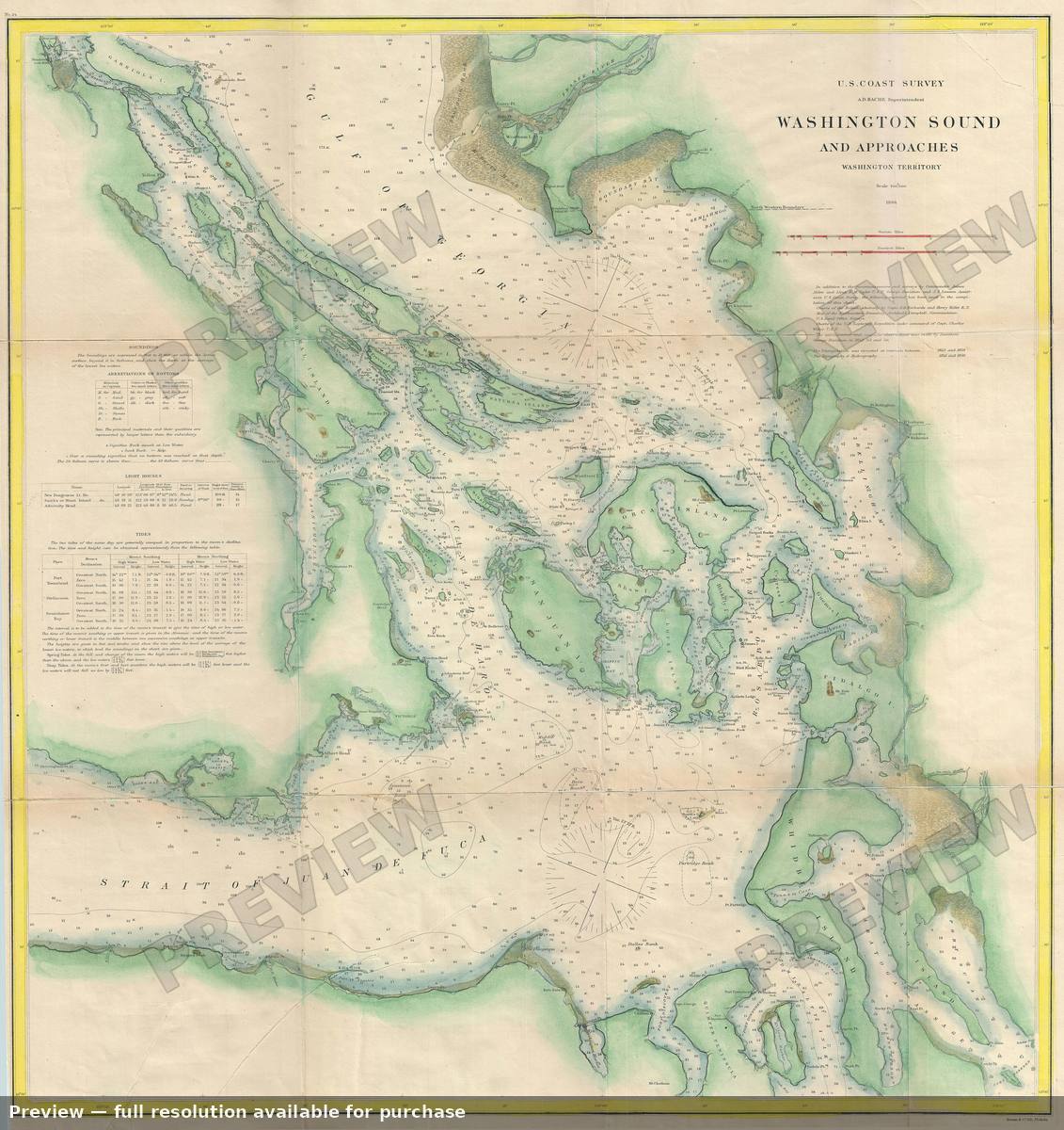 Antique map: Washington Sound Vancouver, 1866, 1866