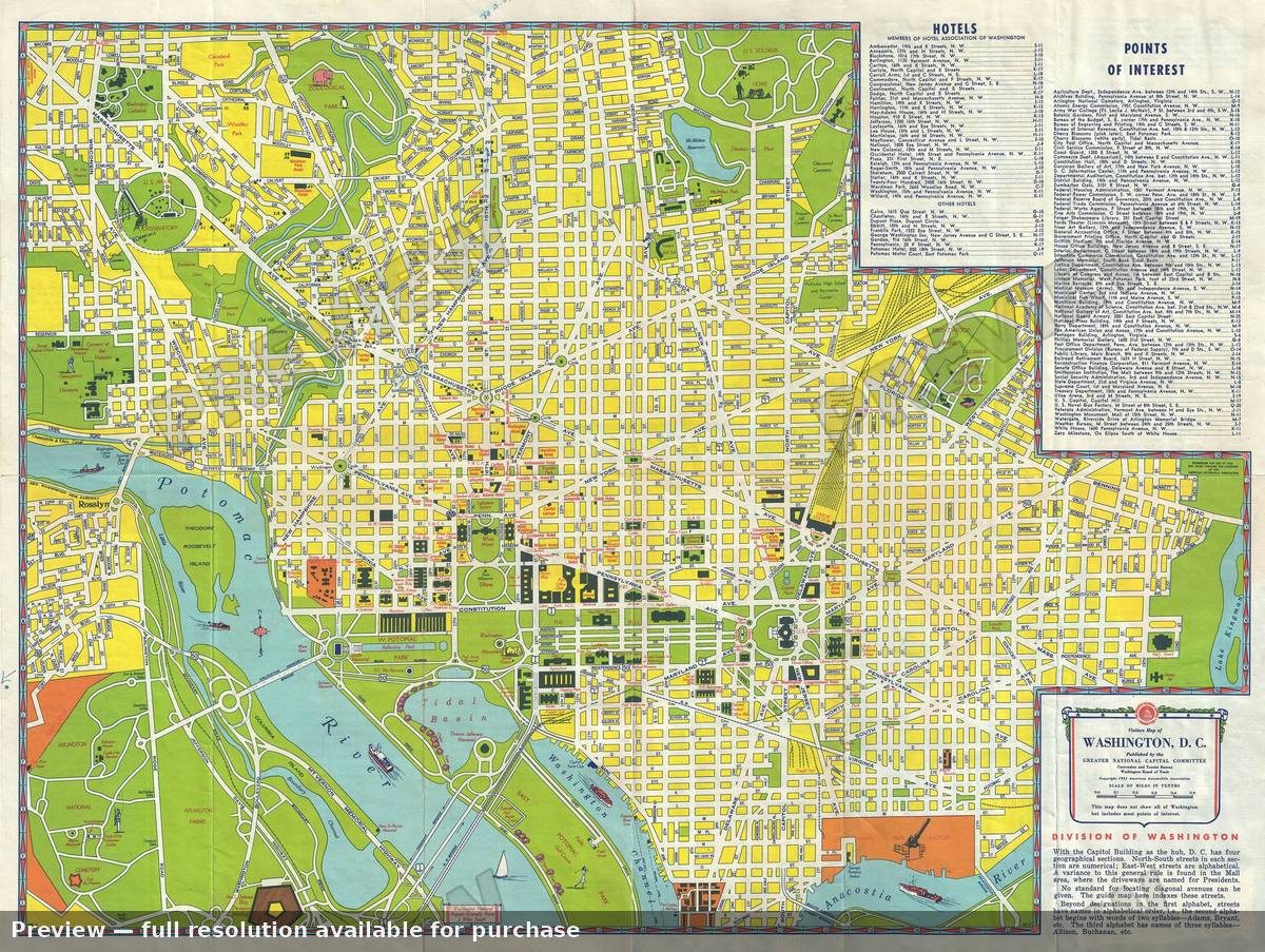 Antique map: Washinton DC, 1951, 1951