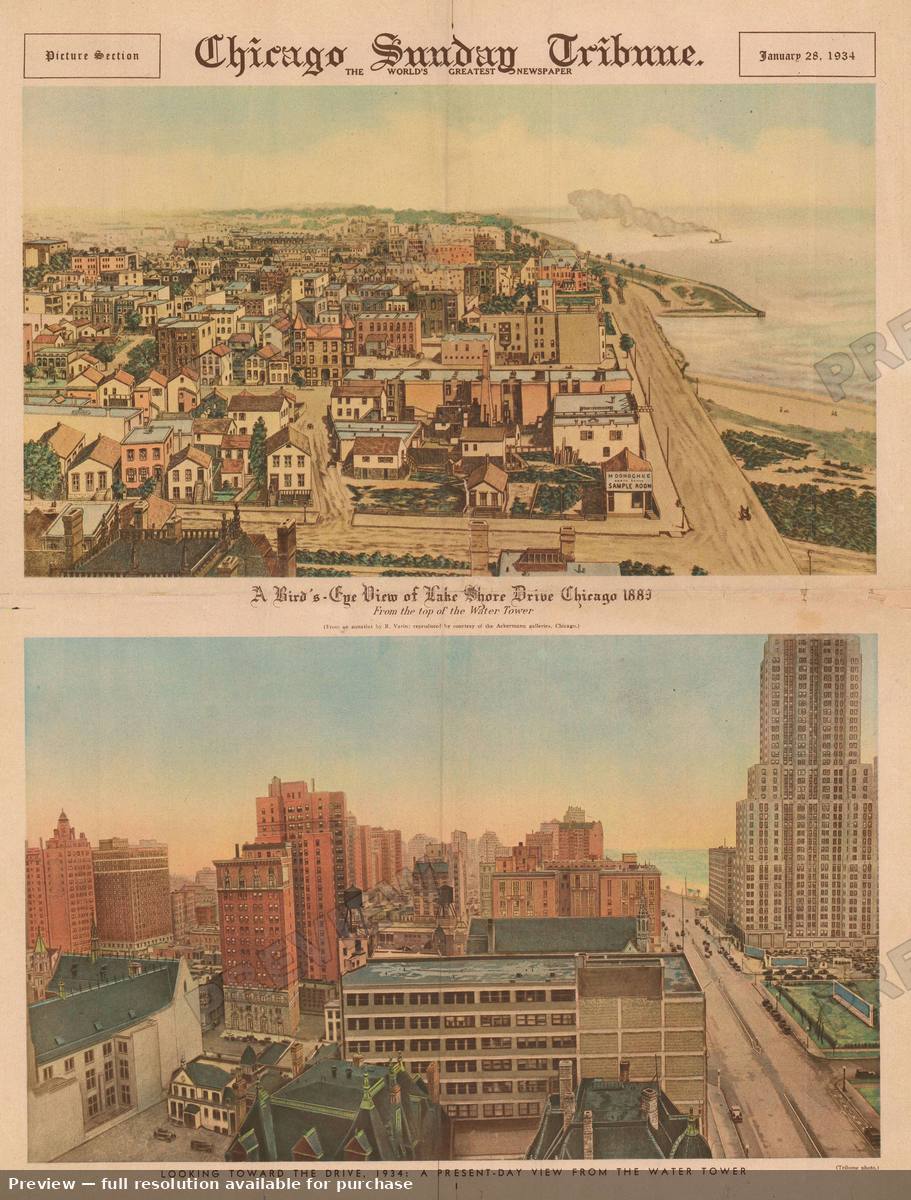 Antique map: Water Tower View, 1934, 1934