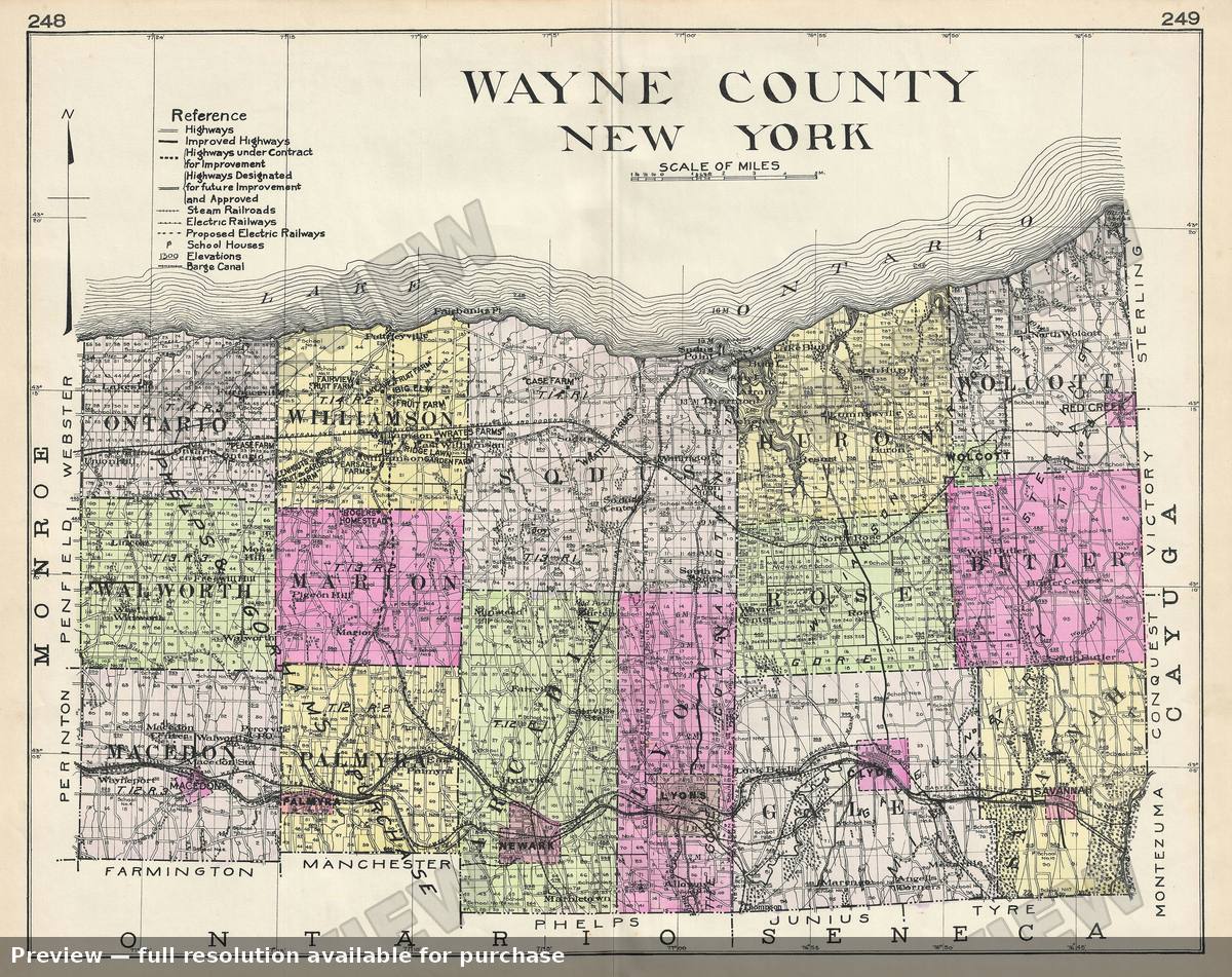 Antique map: Wayne County NY, 1912, 1912