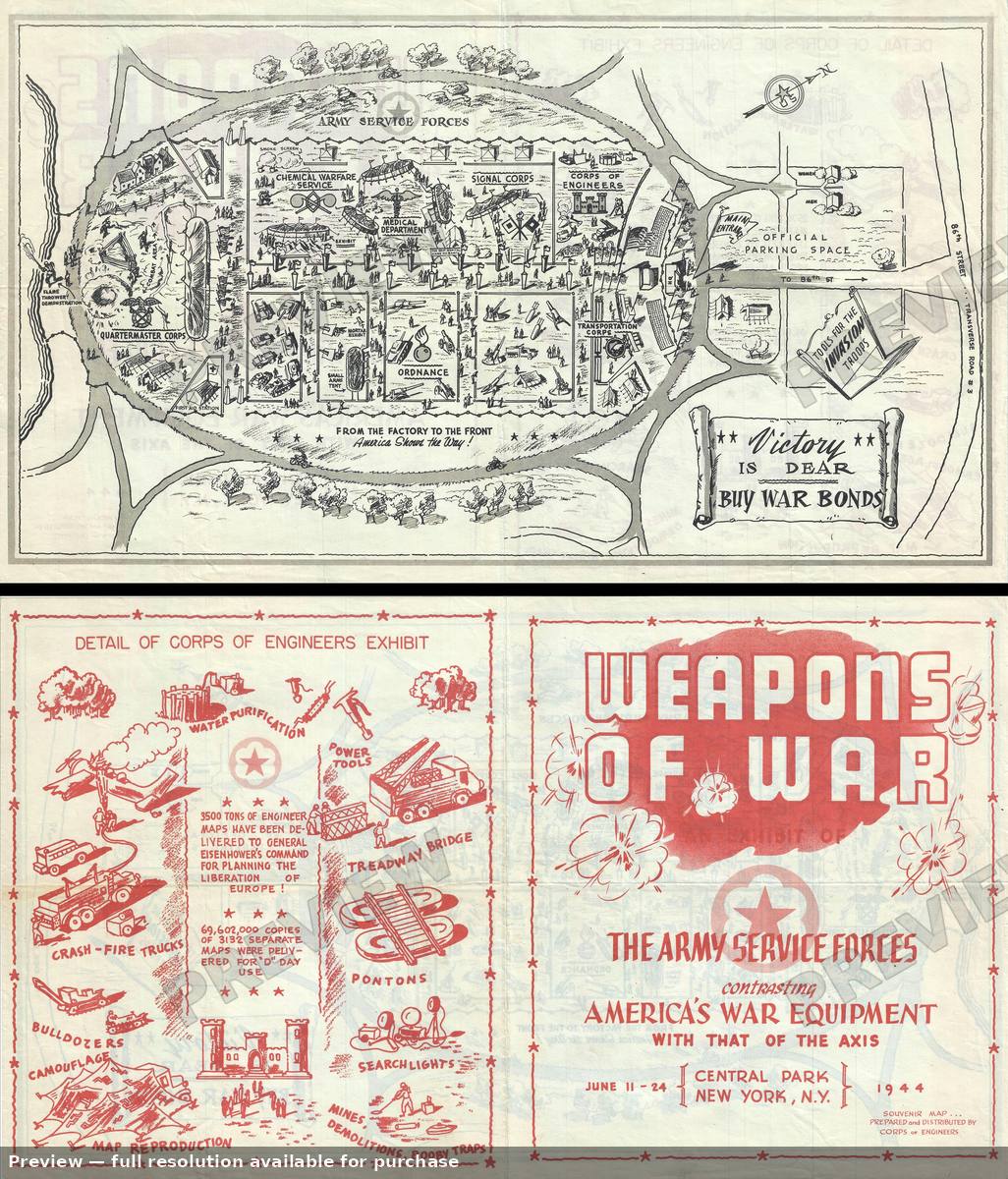 Antique map: Weaponsof War, 1944, 1944