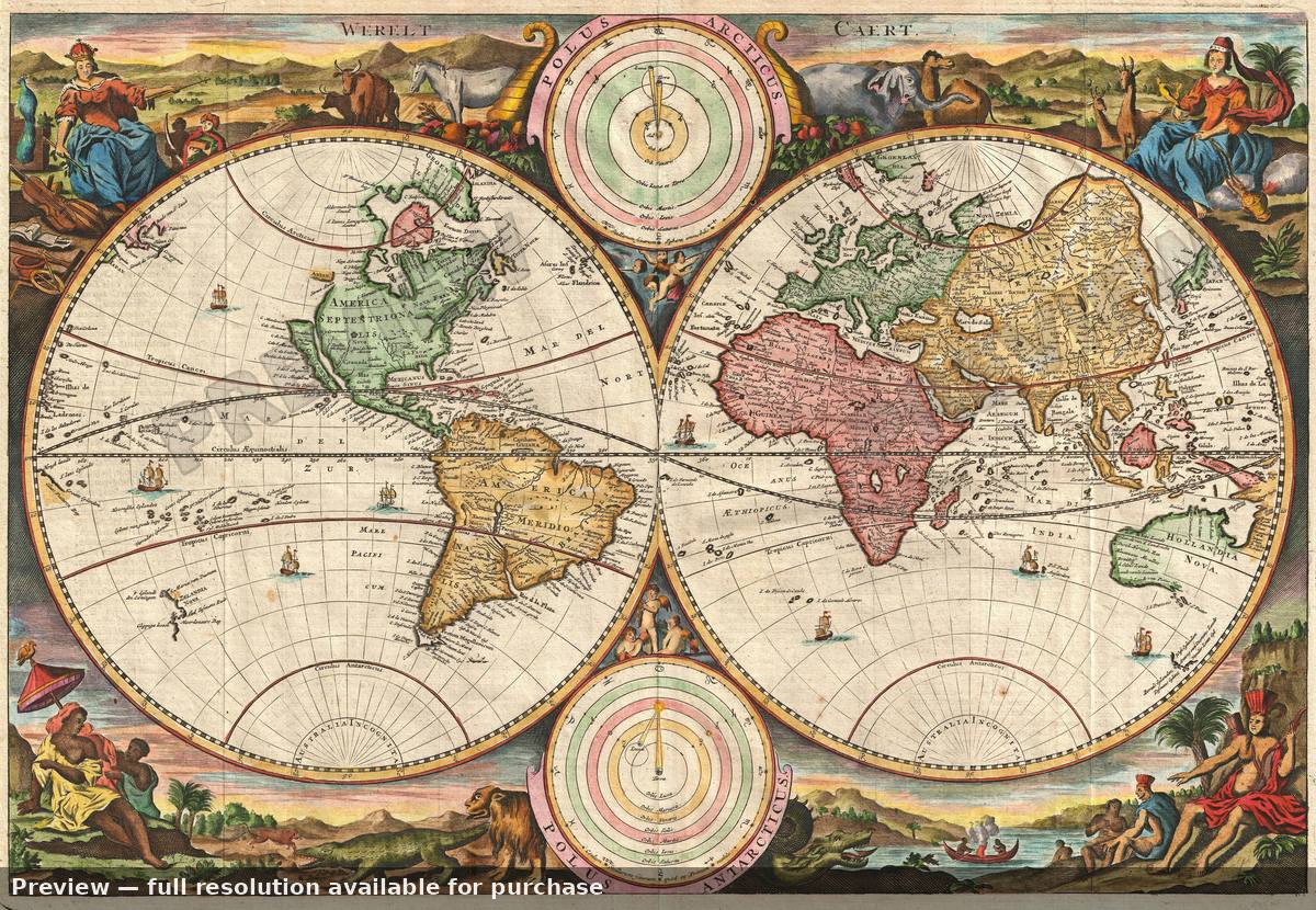 Antique map: Werelt Caert, 1730, 1730