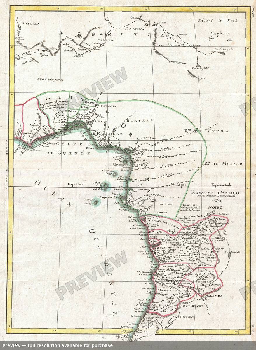 Antique map: West Africa, 1770, 1770