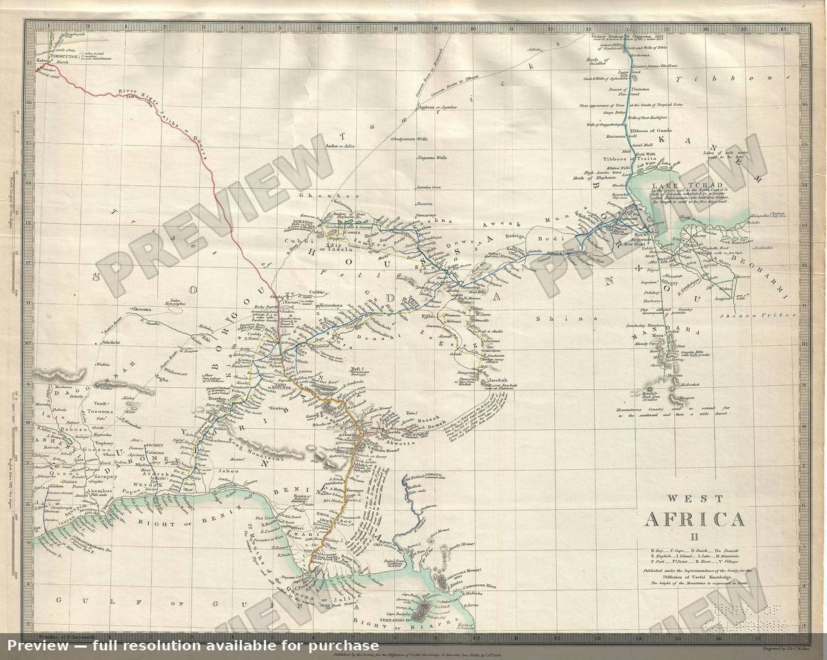 Antique map: West Africa, 1844, 1844