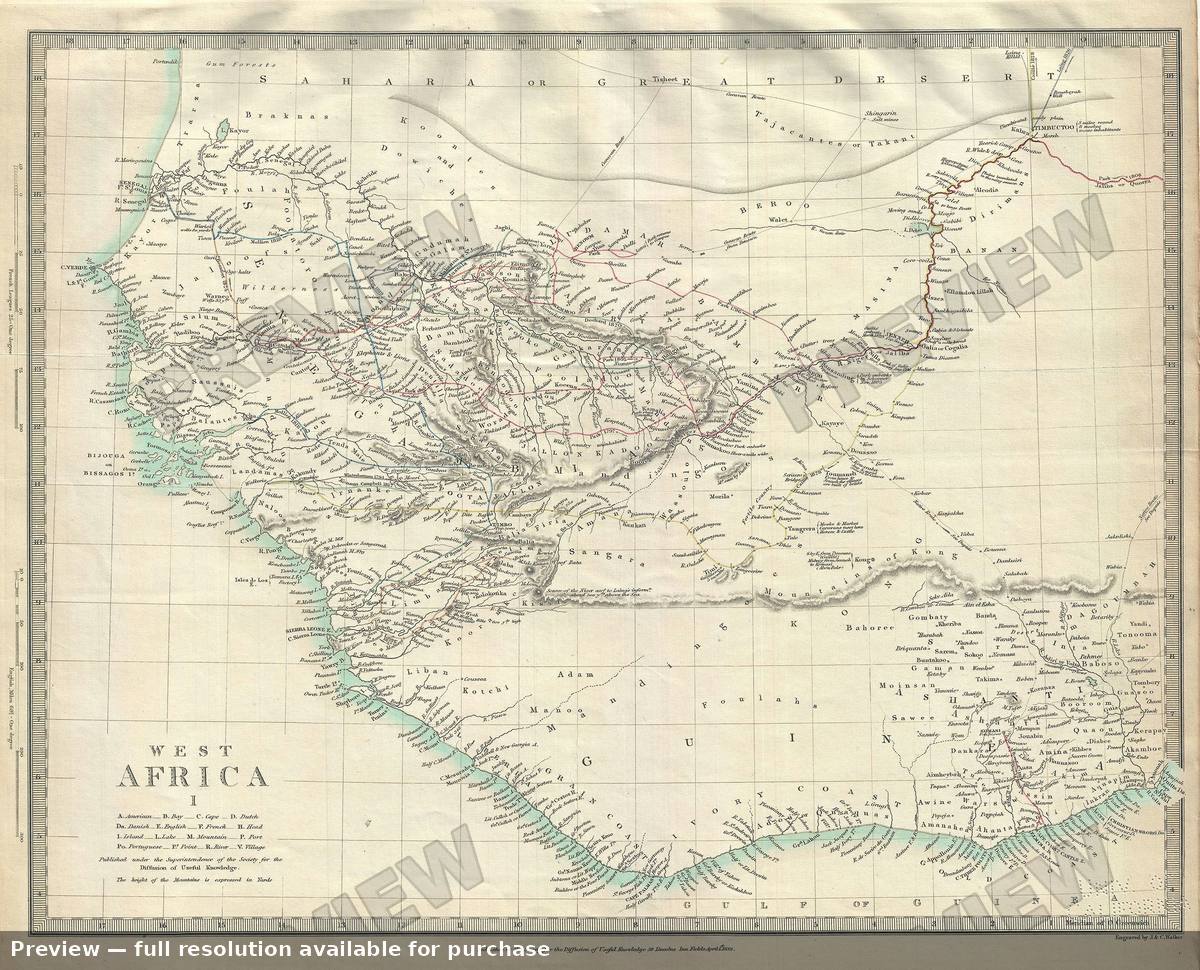 Antique map: West Africa 1, 1844, 1844