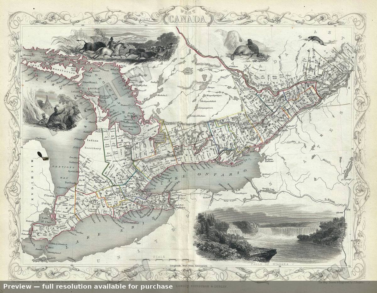 Antique map: West Canada, 1850