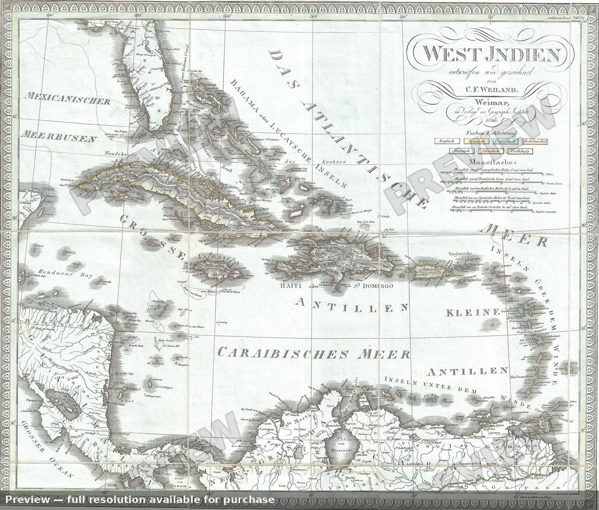 Antique map: West Indien, 1825