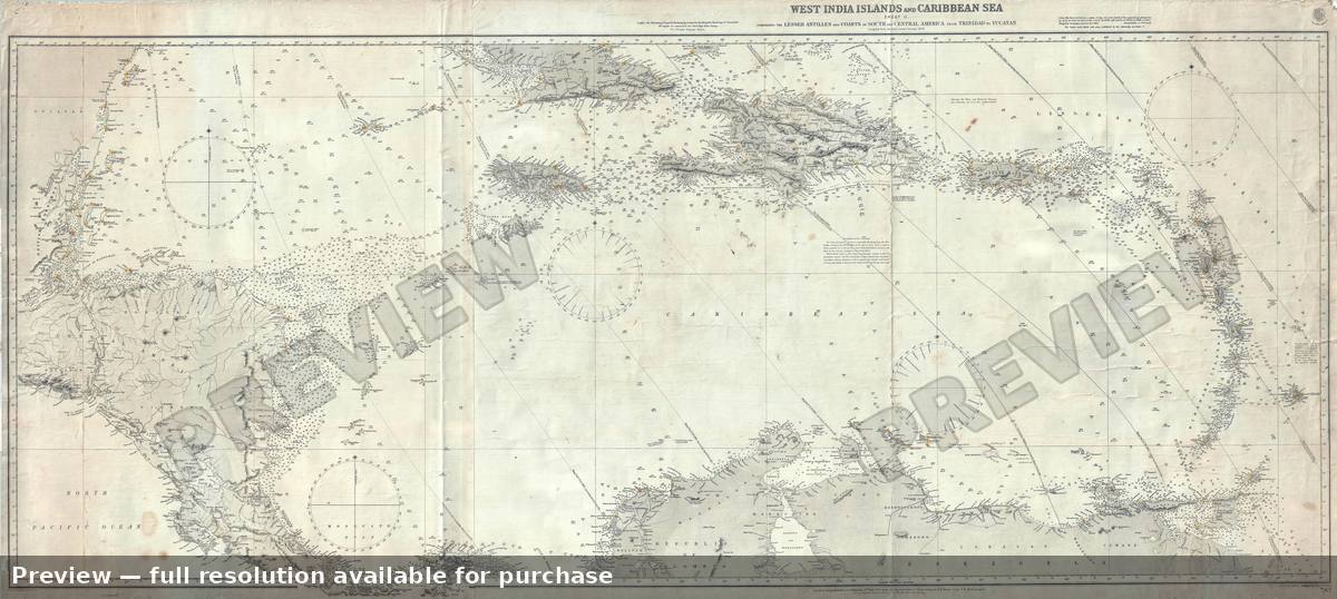 Antique map: West Indies, 1913