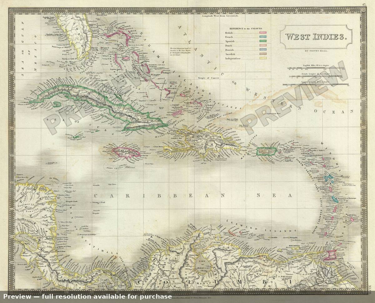 Antique map: West Indies, 1835