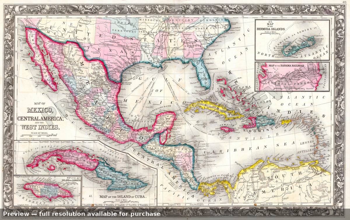 Antique map: West Indies, 1860, 1860